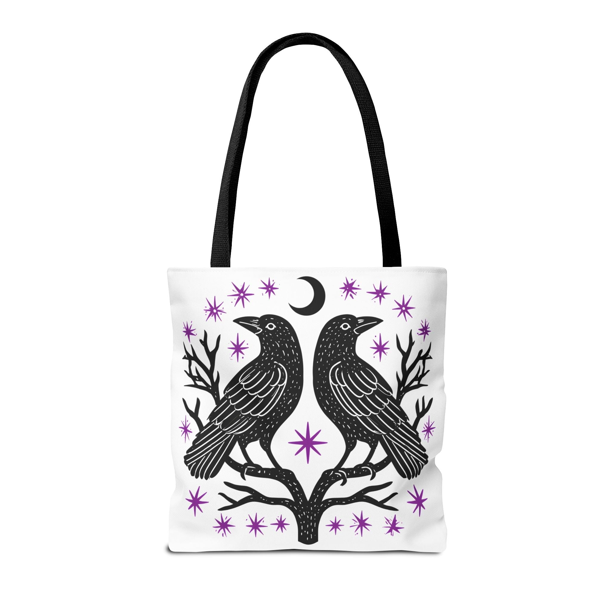 Mystic Raven Moon Tote Bag — Gothic Moon & Stars Canvas Tote Printify