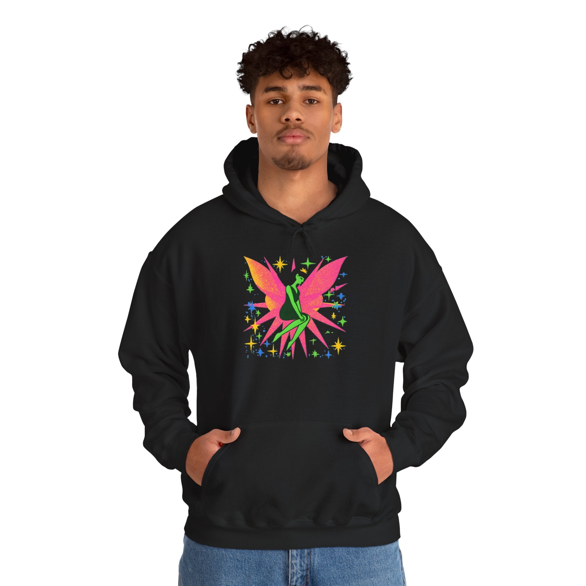 Neon Green Fairy Hoodie — Vibrant Magical Butterfly Design