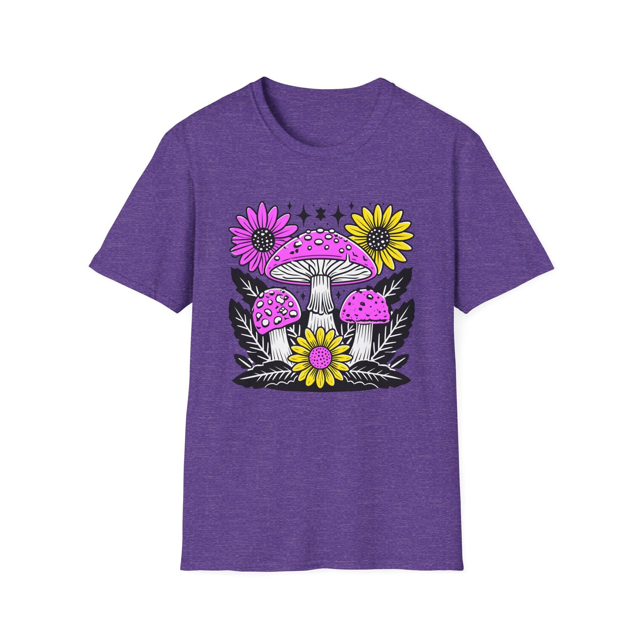 Pink Psychedelic Mushroom T-Shirt | Sunflower Graphic, Retro Mushroom Art