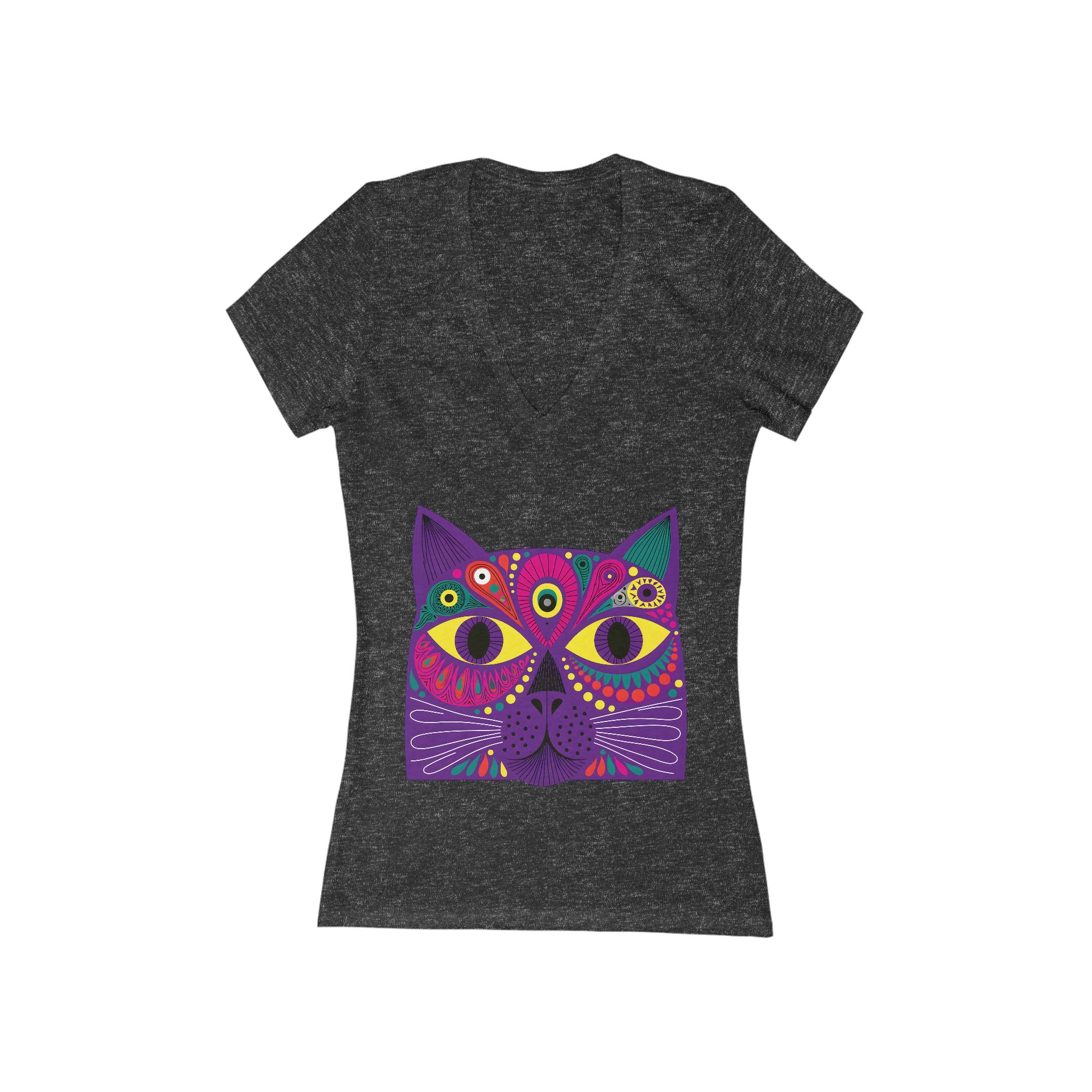 Psychedelic Cat Face Tee | Vivid Purple Cat Graphic Shirt