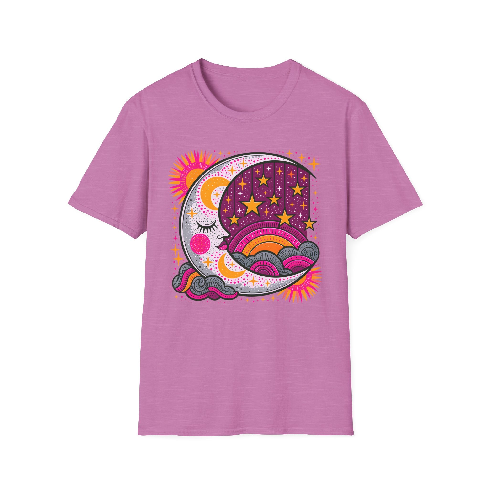 Celestial Sun Moon Rainbow T-Shirt | Retro Stars Boho Tee