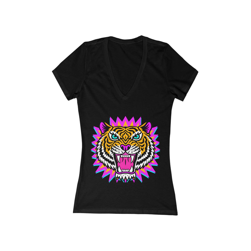 Neon Tiger Head Tee | Women's V-Neck T-Shirt