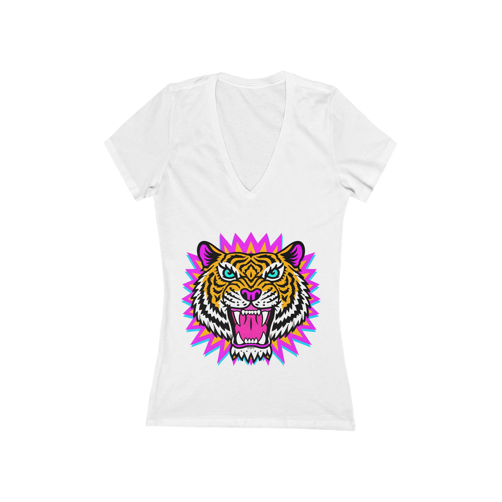 Neon Tiger Head Tee | Women's V-Neck T-Shirt