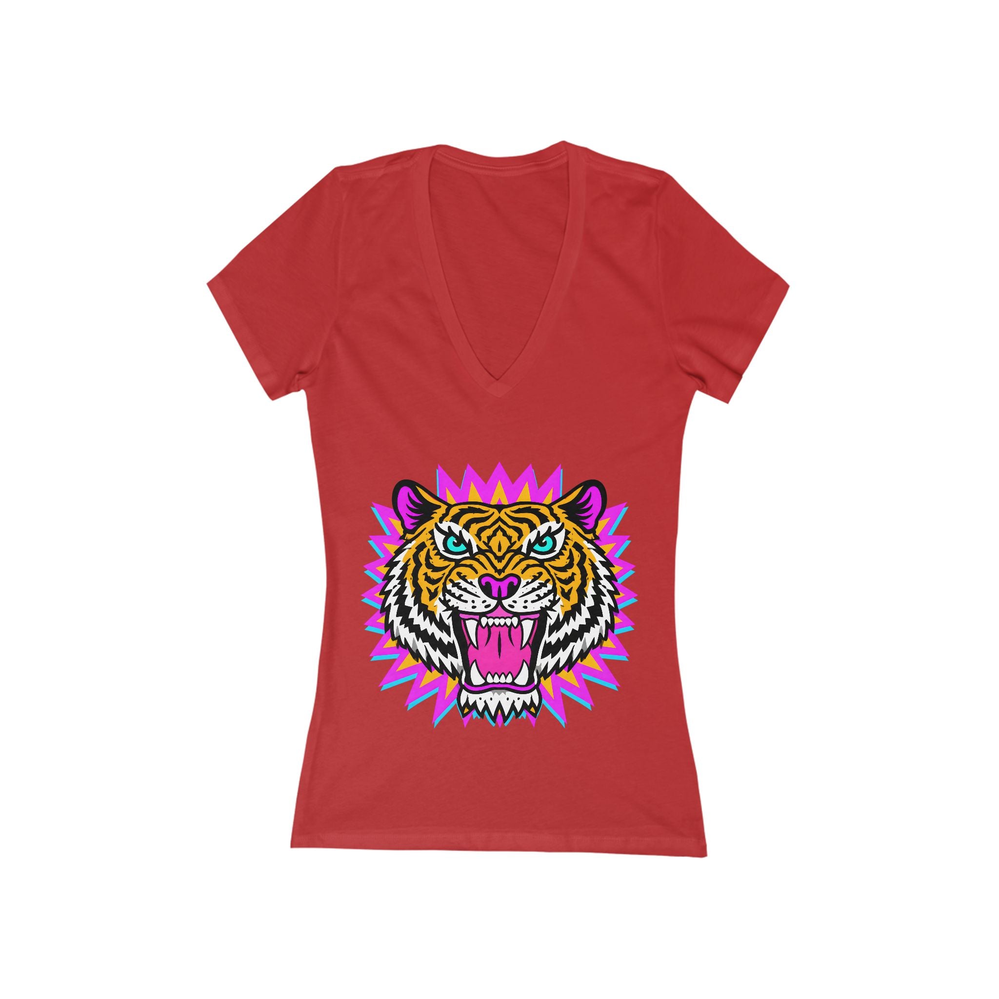 Neon Tiger Head Tee | Women's V-Neck T-Shirt