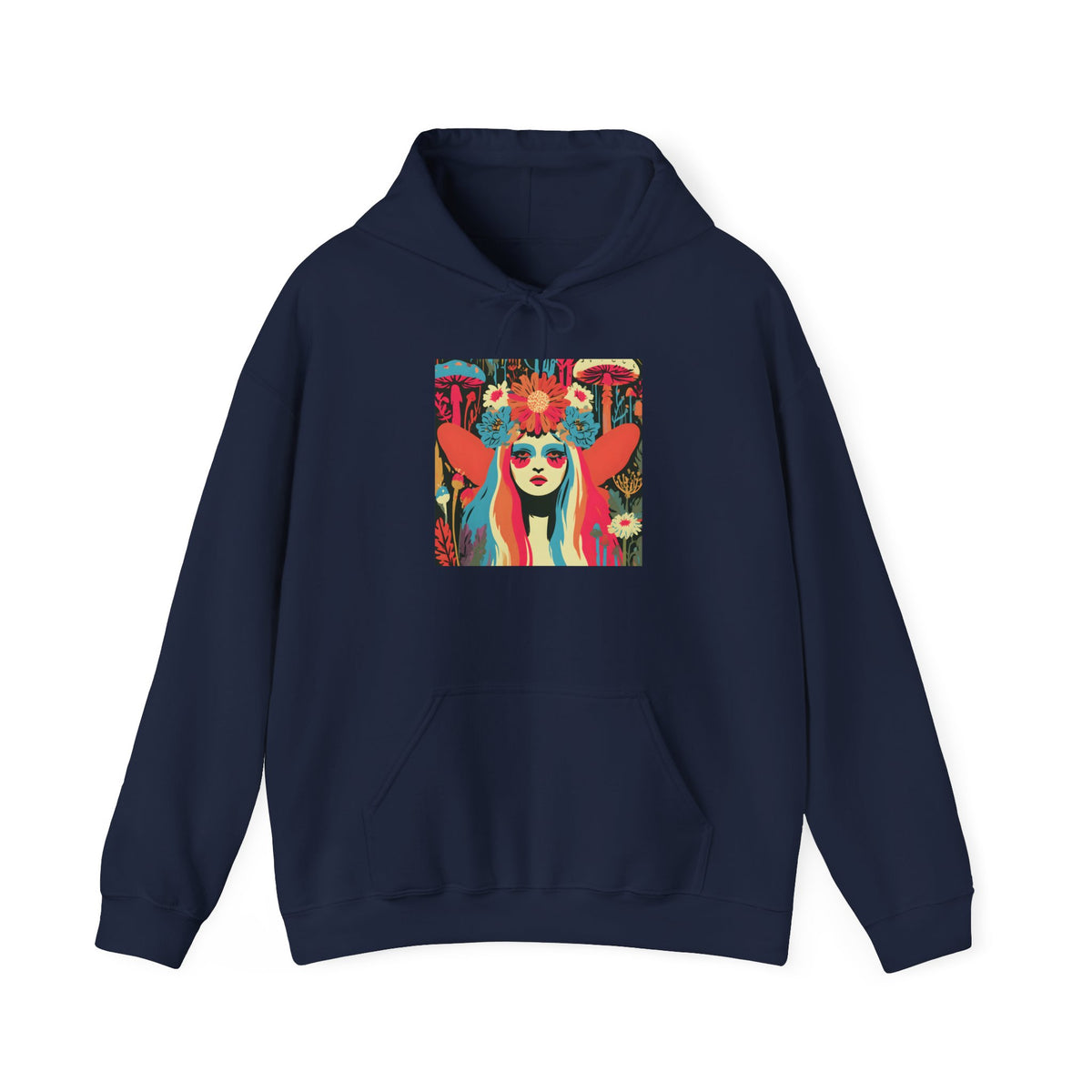 Psychedelic Floral Girl Hoodie — Colorful Boho Art Pullover
