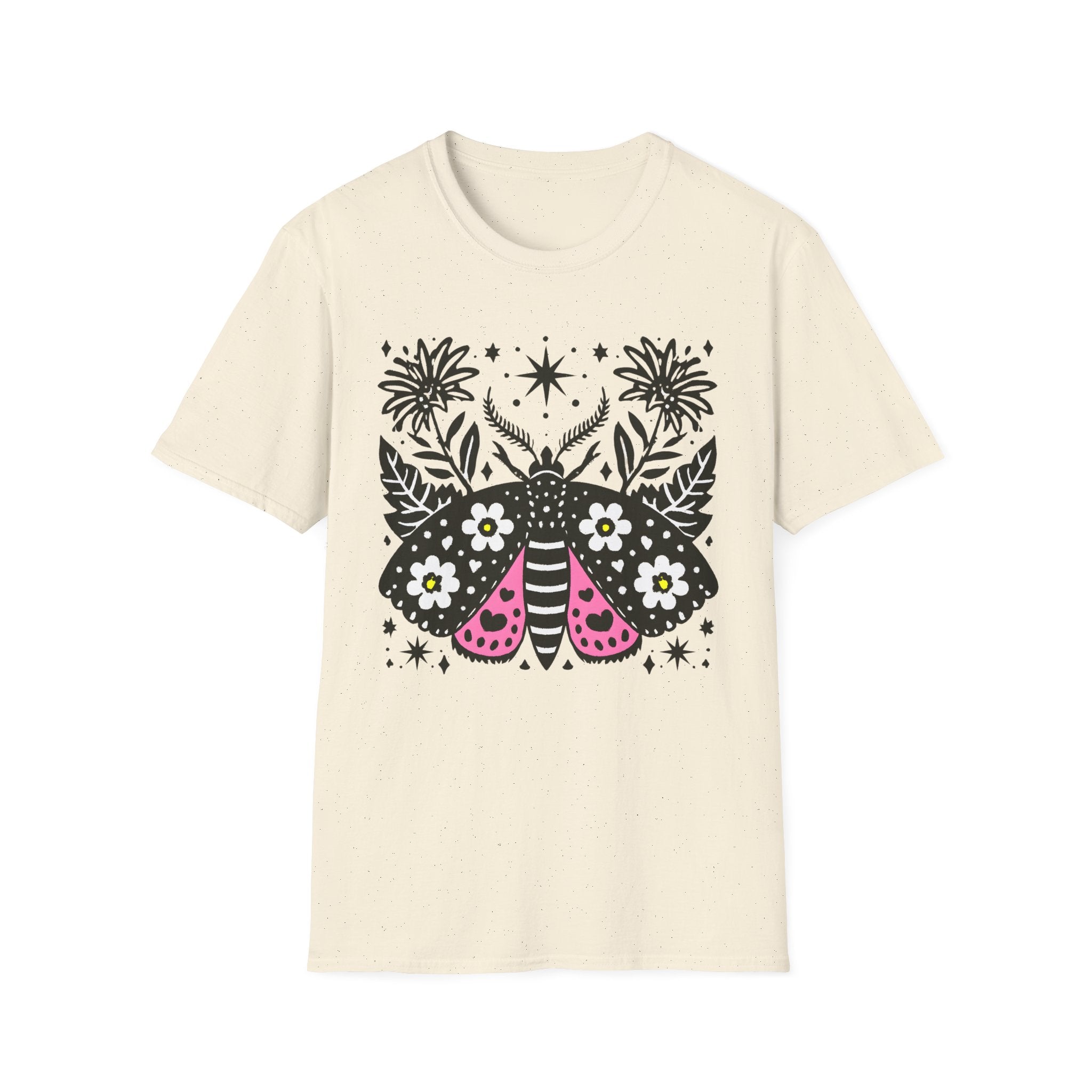 Floral Moth Shirt | Botanical Moth T-Shirt, Night Sky Floral Graphic