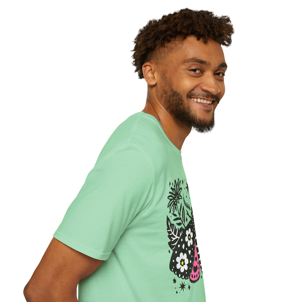 Floral Moth Shirt | Botanical Moth T-Shirt, Night Sky Floral Graphic