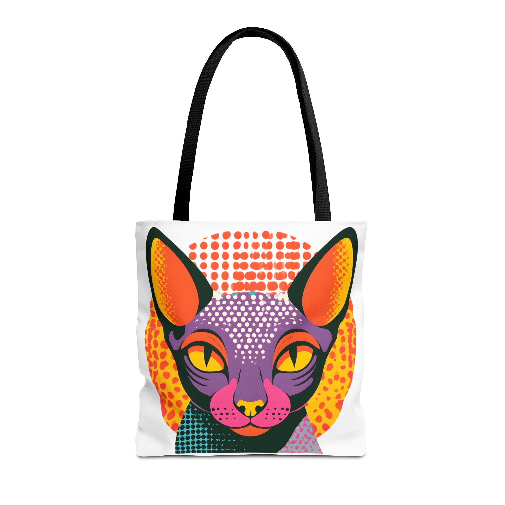 Colorful Pop Art Sphynx Cat Tote Bag | Vibrant Retro Cat Illustration