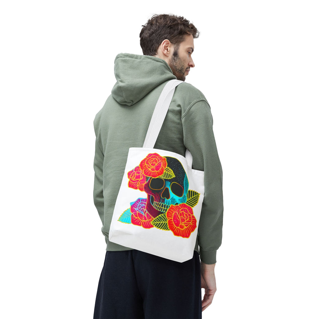 Neon Floral Skull tote bag | Day of the Dead skull tote