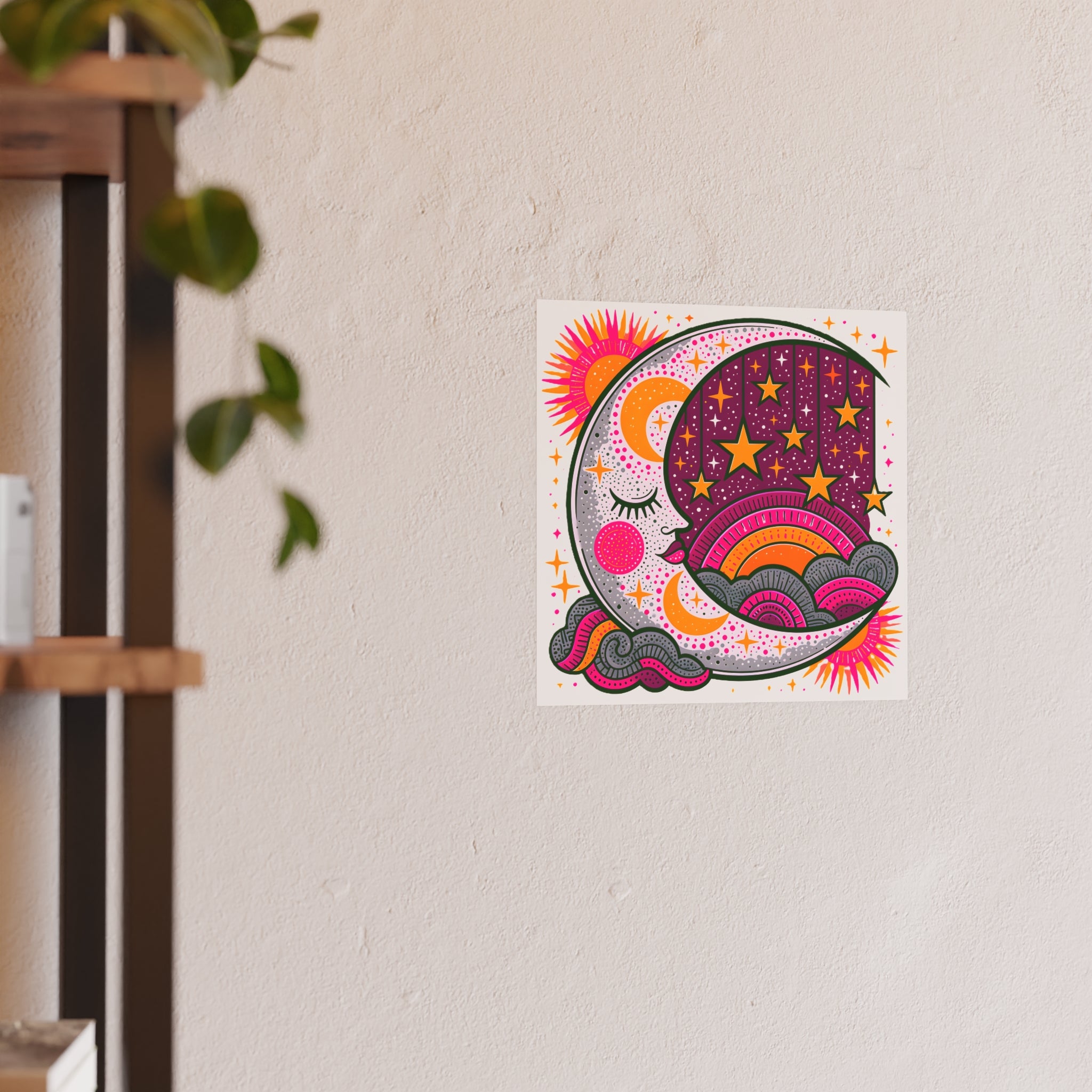 Retro Celestial Moon Stars Poster | Satin & Archival Matte Poster