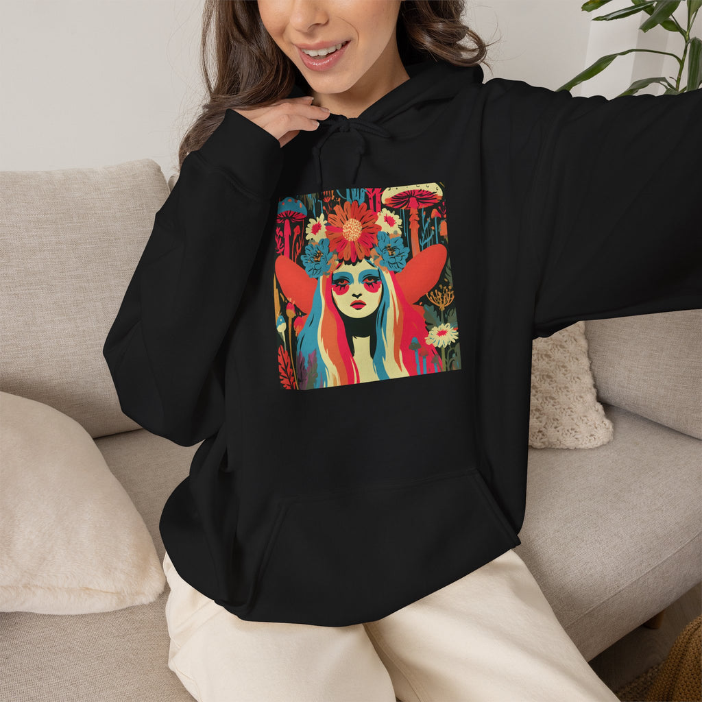 Psychedelic Floral Girl Hoodie — Colorful Boho Art Pullover