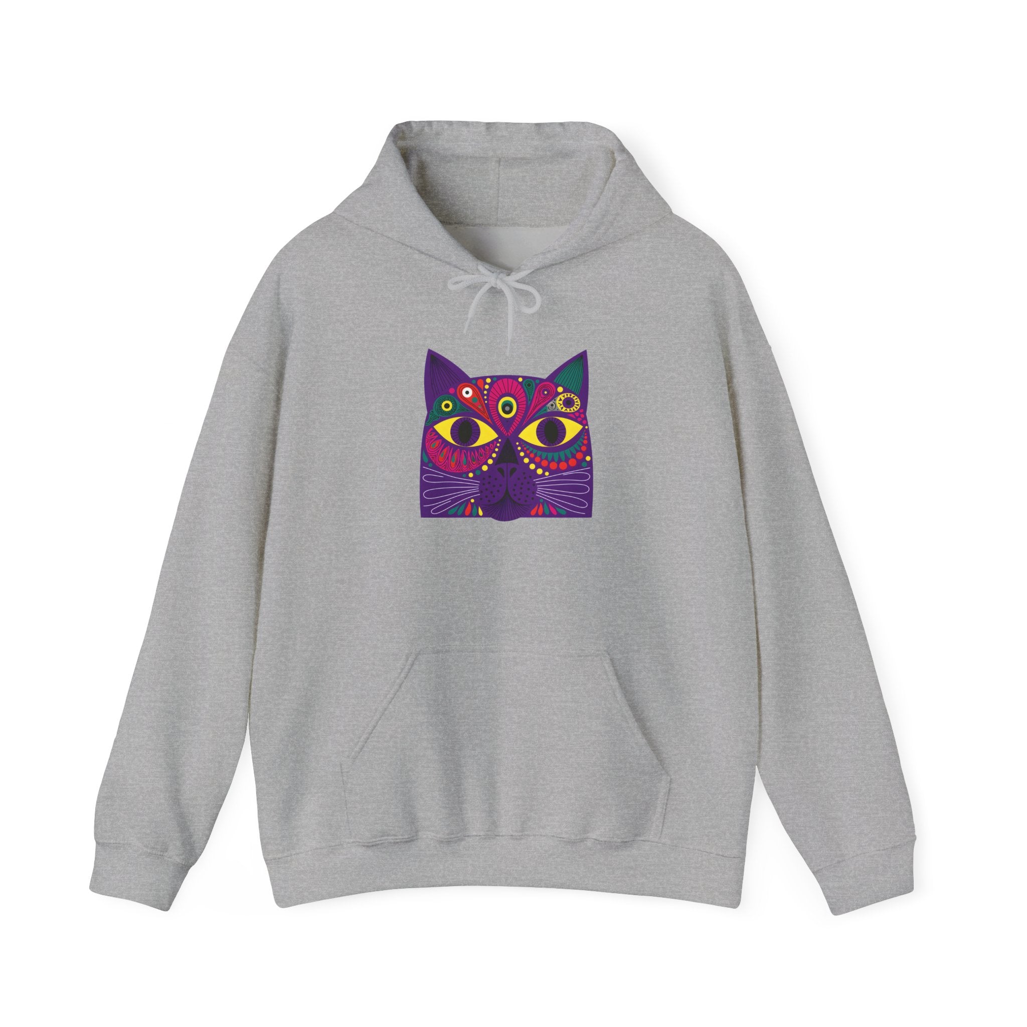Psychedelic Cat Hoodie - Colorful Third-Eye Cat Graphic Sweatshirt