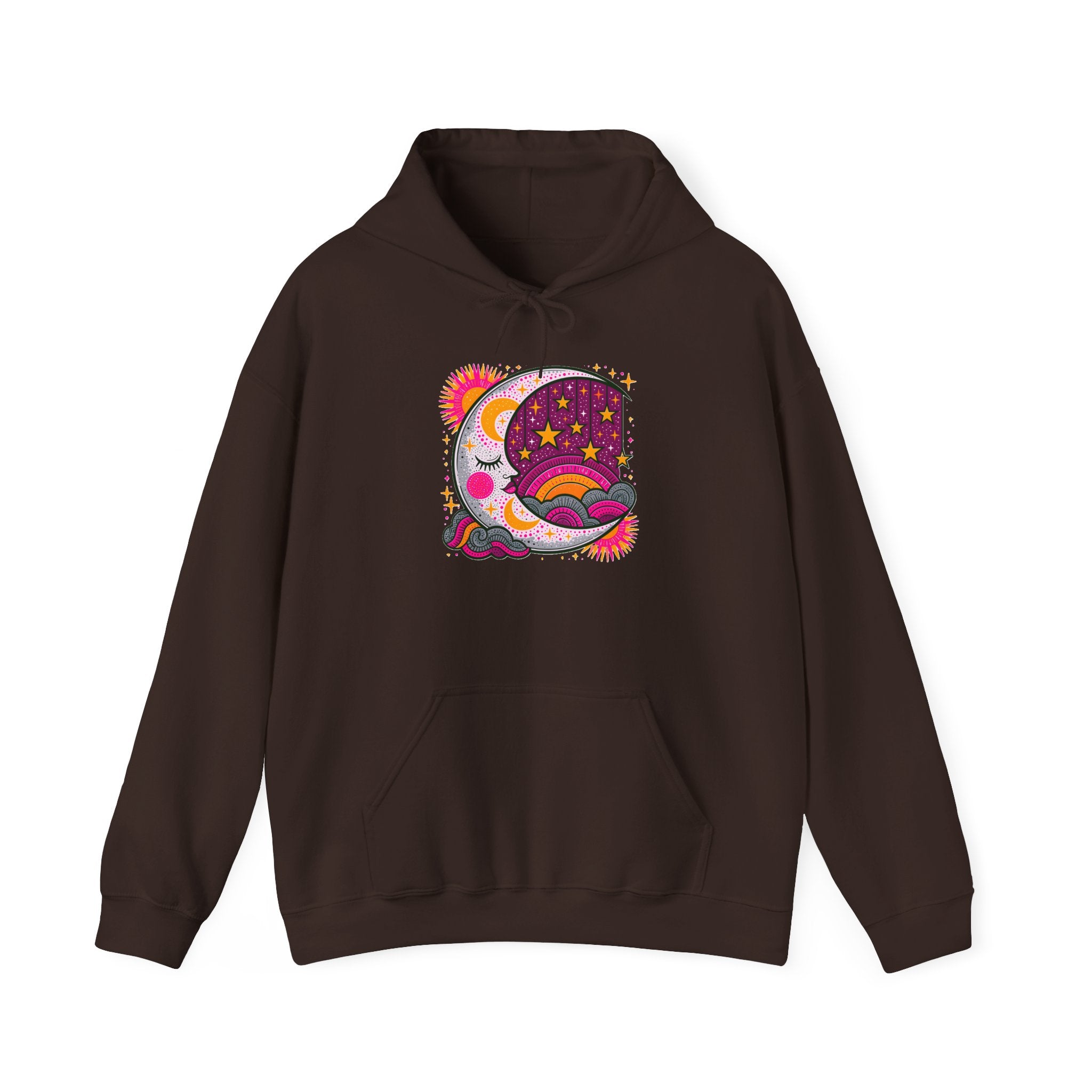 Celestial Dream Moon Hoodie – Vintage Psychedelic Stars & Clouds Sweatshirt