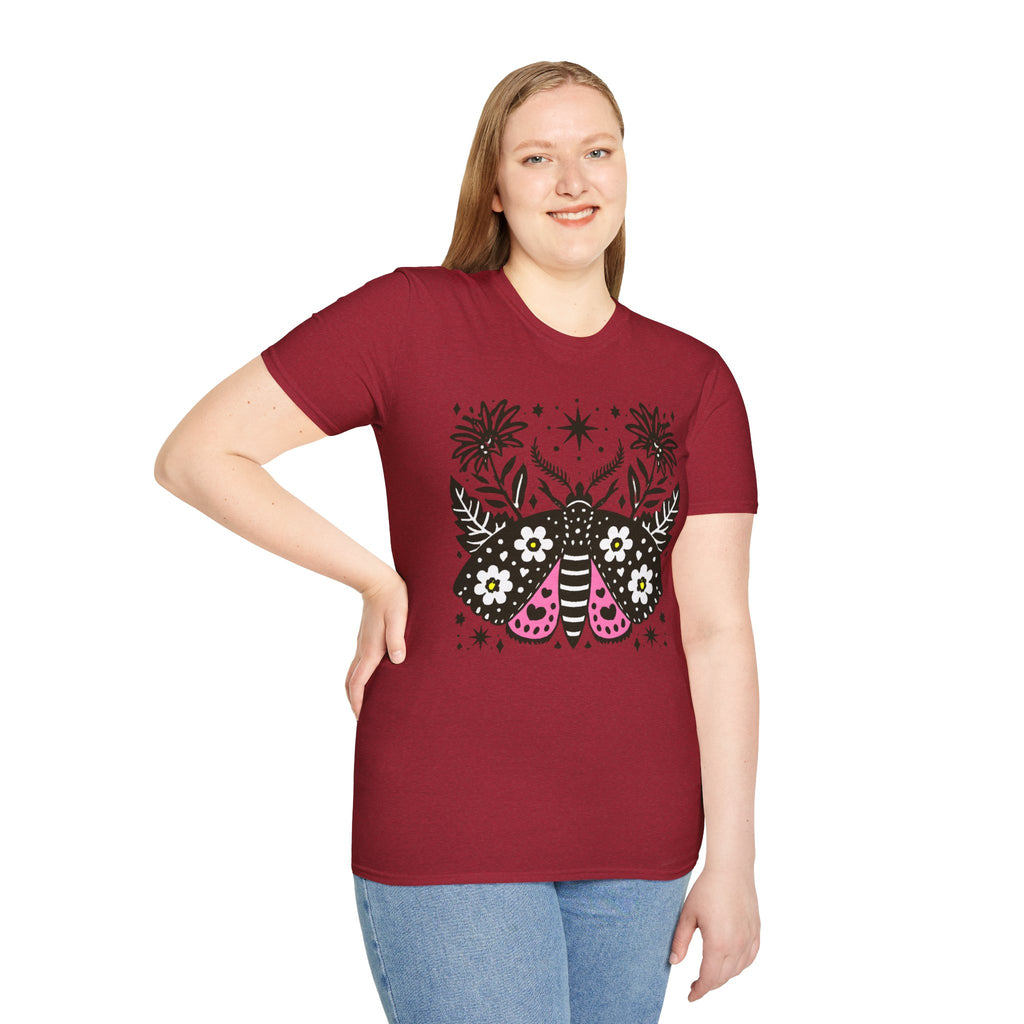 Floral Moth Shirt | Botanical Moth T-Shirt, Night Sky Floral Graphic
