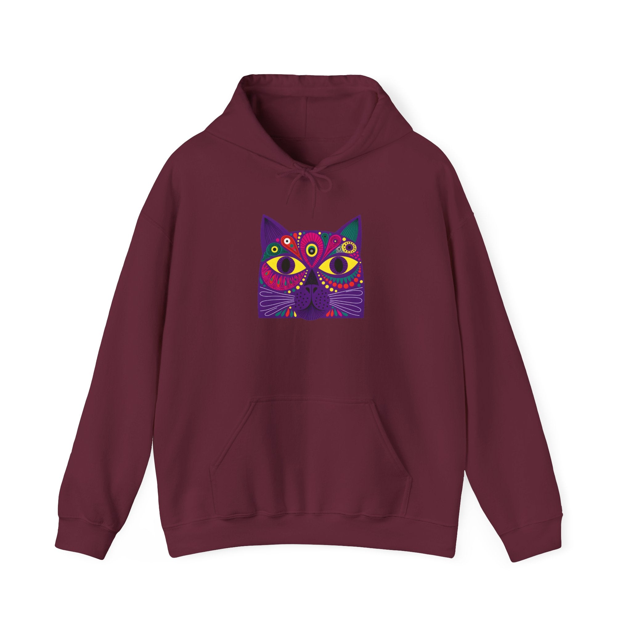 Psychedelic Cat Hoodie - Colorful Third-Eye Cat Graphic Sweatshirt