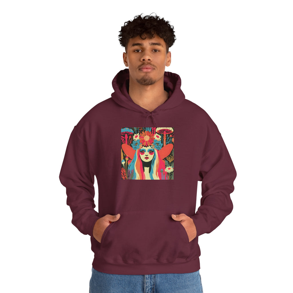 Psychedelic Floral Girl Hoodie — Colorful Boho Art Pullover