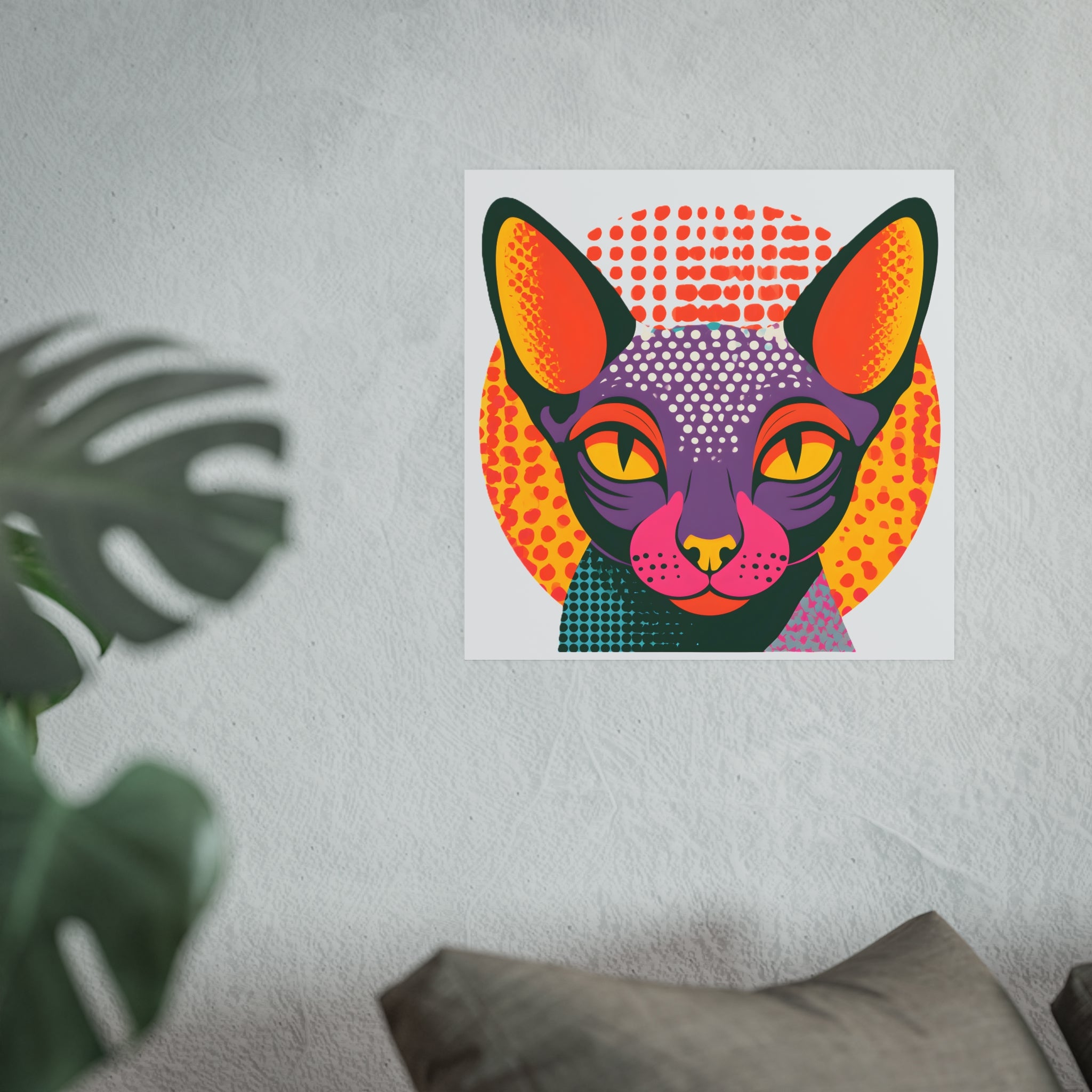 Colorful Pop Art Sphynx Cat Poster | Satin & Archival Matte Poster