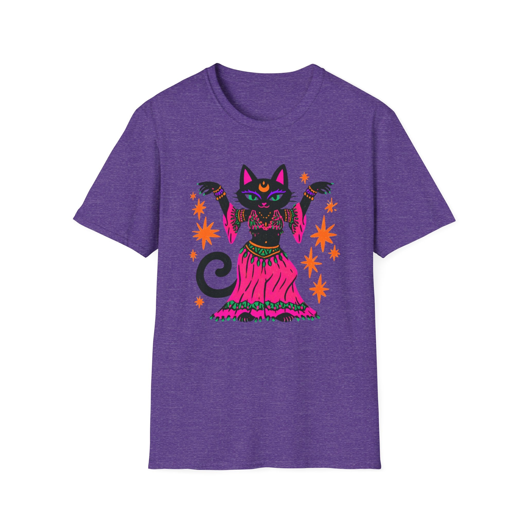 Gypsy Black Cat Mystic Belly Dance T-Shirt | Magical Cat Illustration