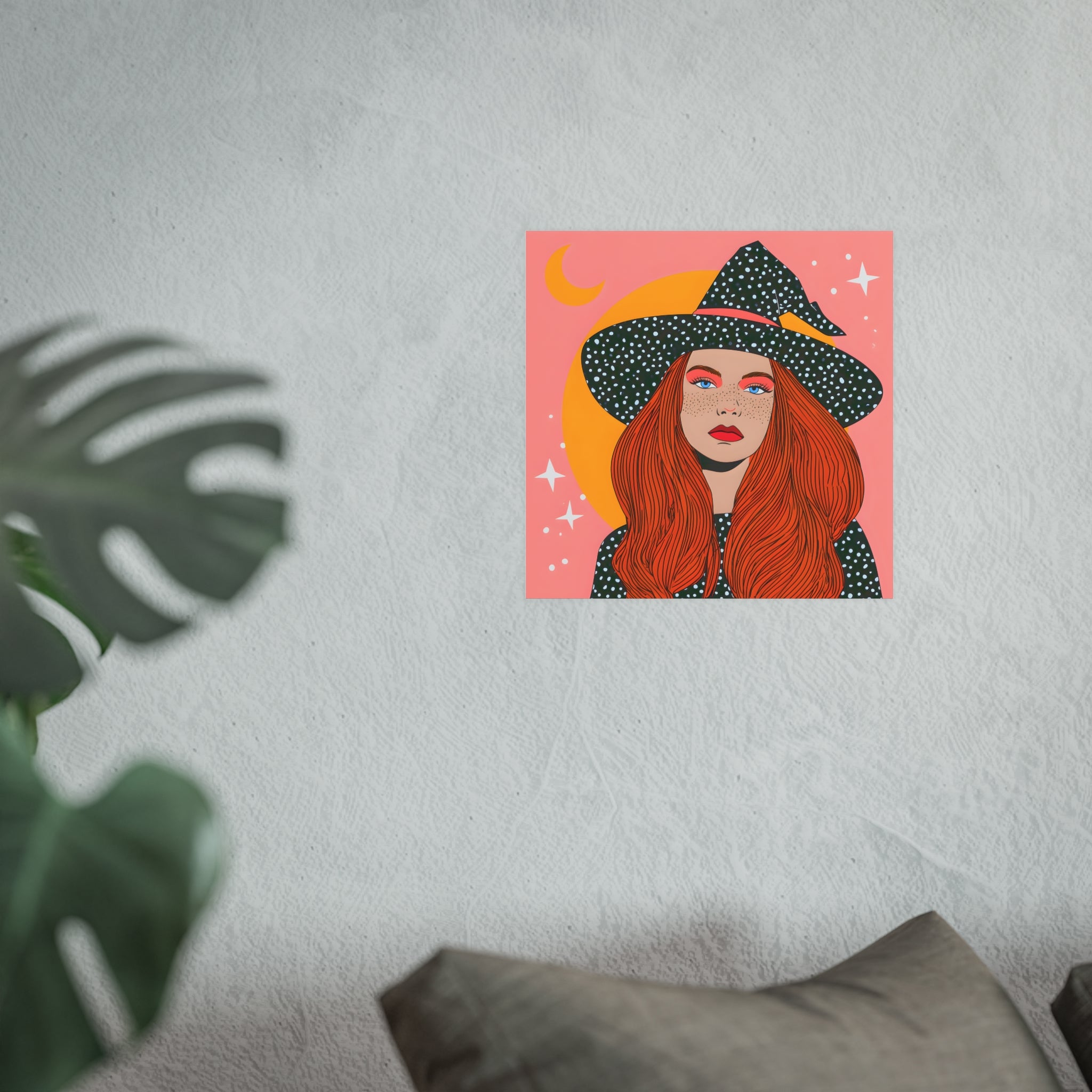 Redhead Witch Illustration Posters | Moon, Stars, Boho Wall Art
