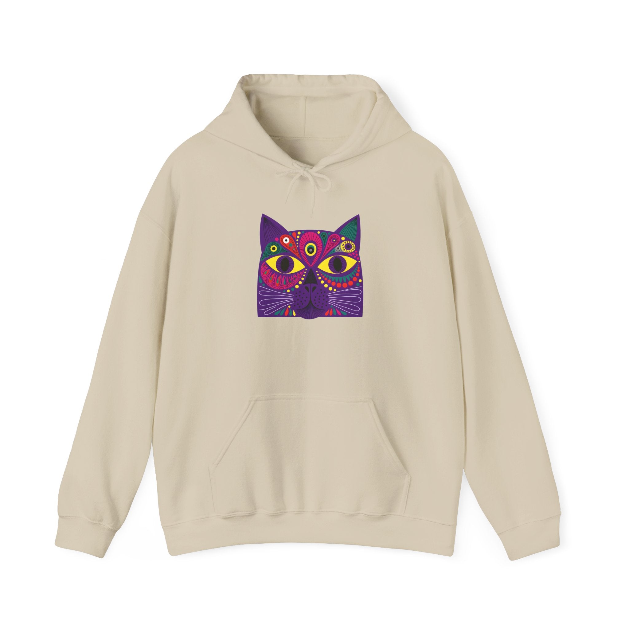 Psychedelic Cat Hoodie - Colorful Third-Eye Cat Graphic Sweatshirt