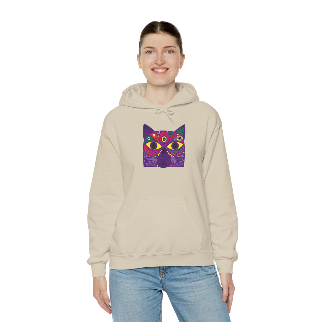 Psychedelic Cat Hoodie - Colorful Third-Eye Cat Graphic Sweatshirt