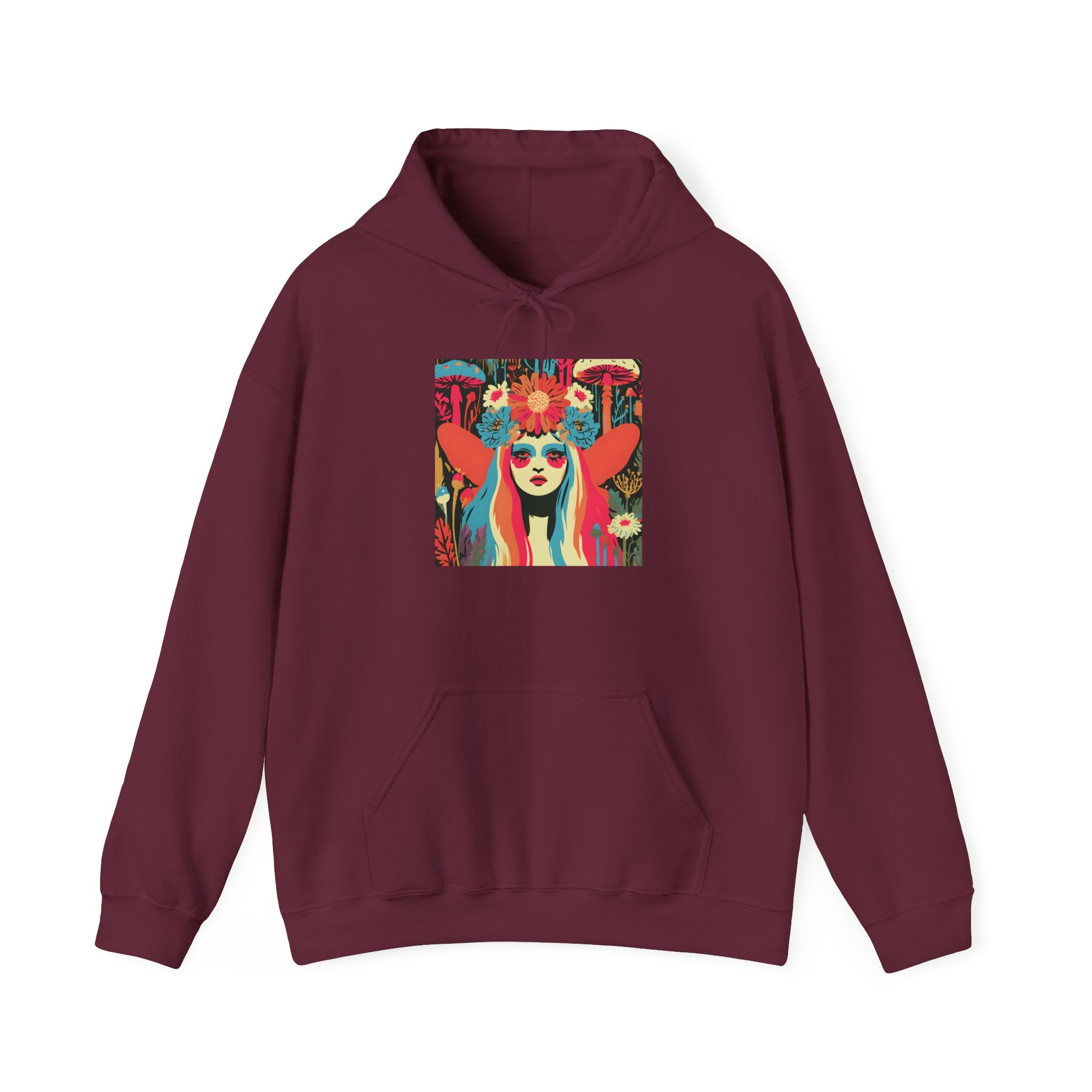 Psychedelic Floral Girl Hoodie — Colorful Boho Art Pullover