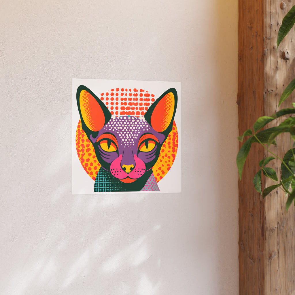 Colorful Pop Art Sphynx Cat Poster | Satin & Archival Matte Poster