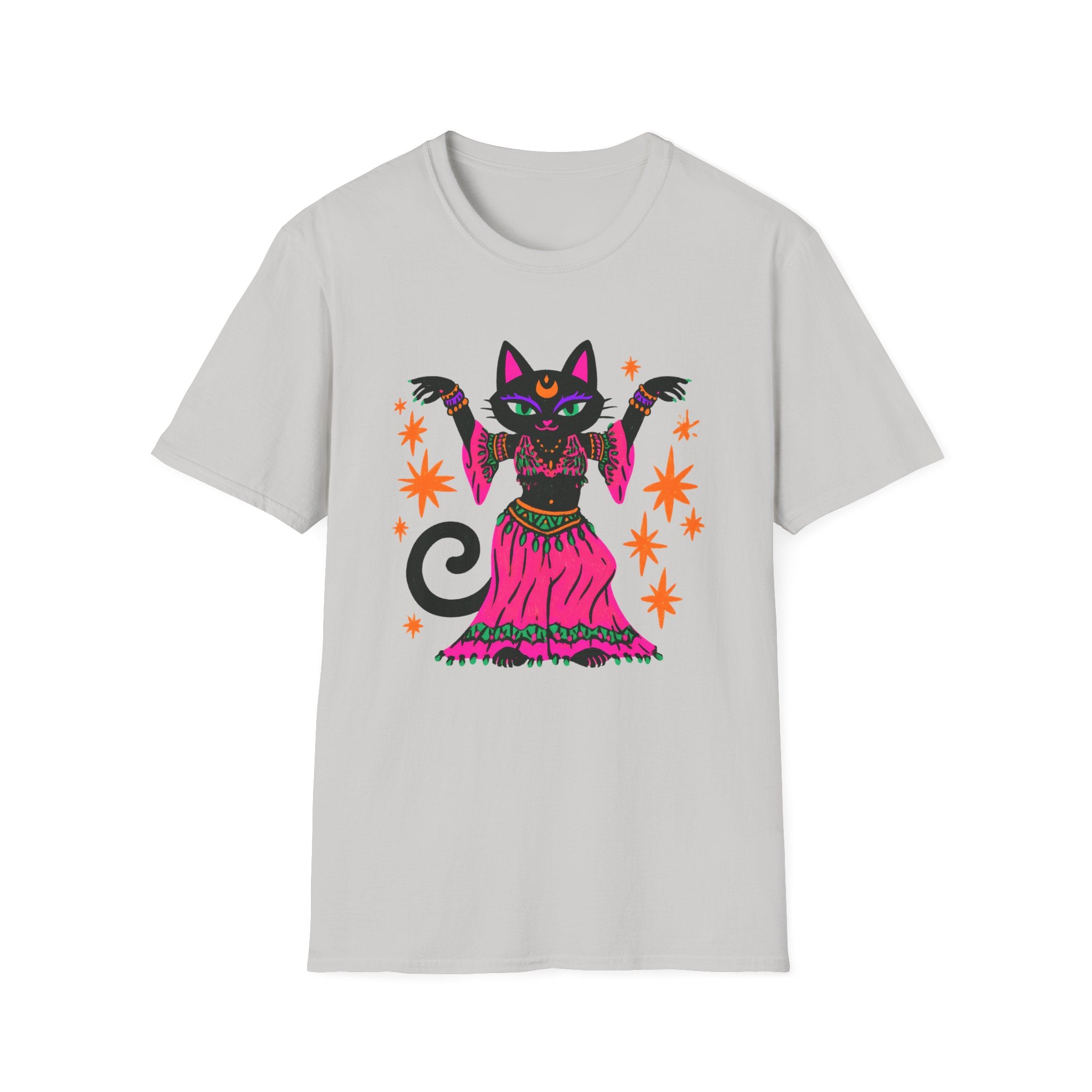 Gypsy Black Cat Mystic Belly Dance T-Shirt | Magical Cat Illustration