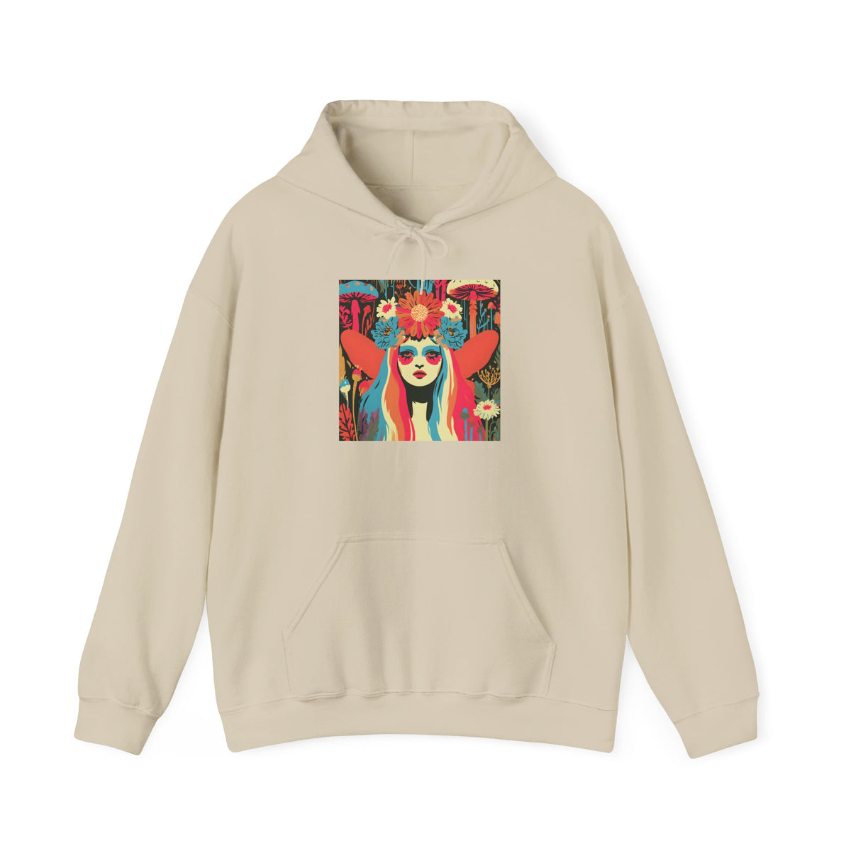 Psychedelic Floral Girl Hoodie — Colorful Boho Art Pullover