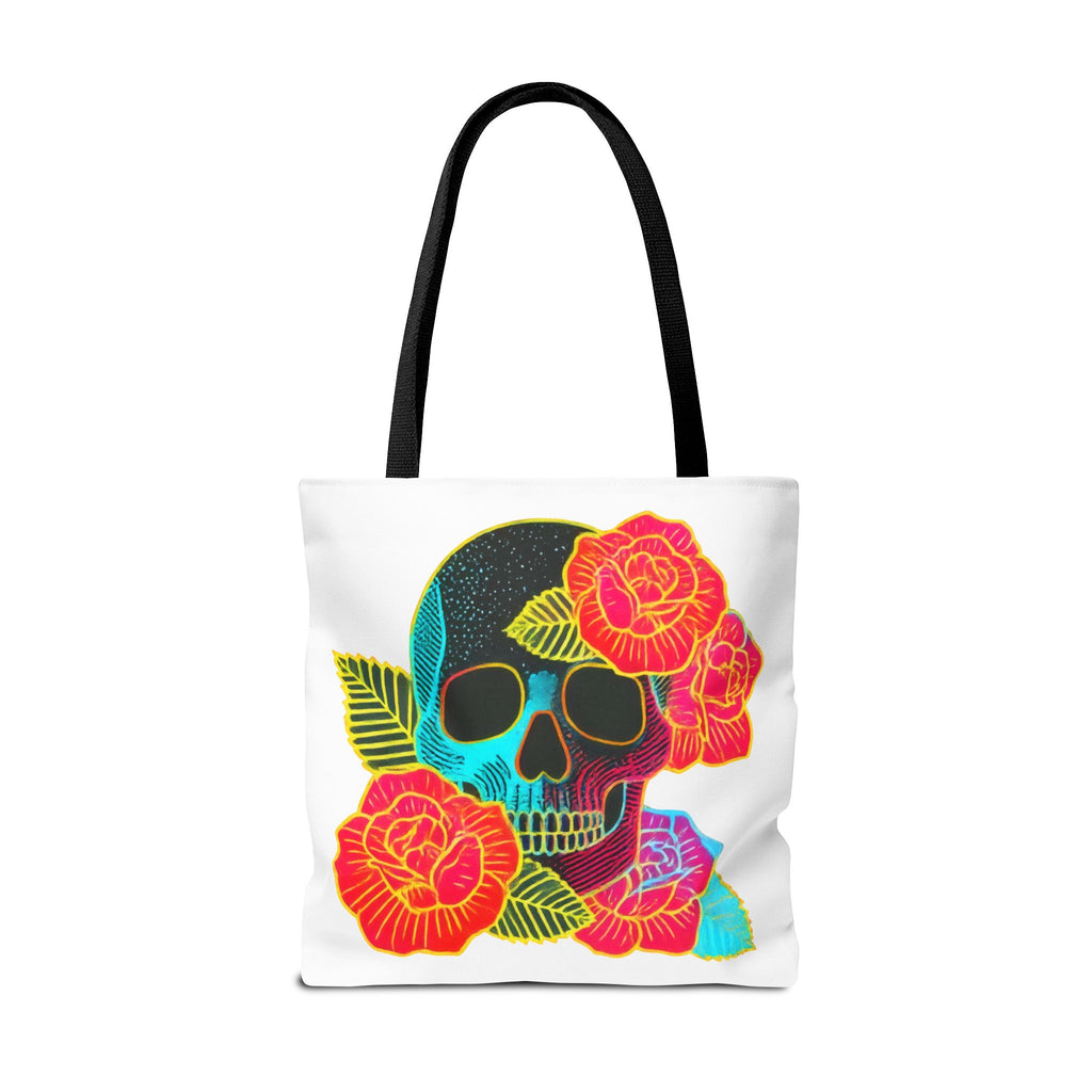 Neon Floral Skull tote bag | Day of the Dead skull tote