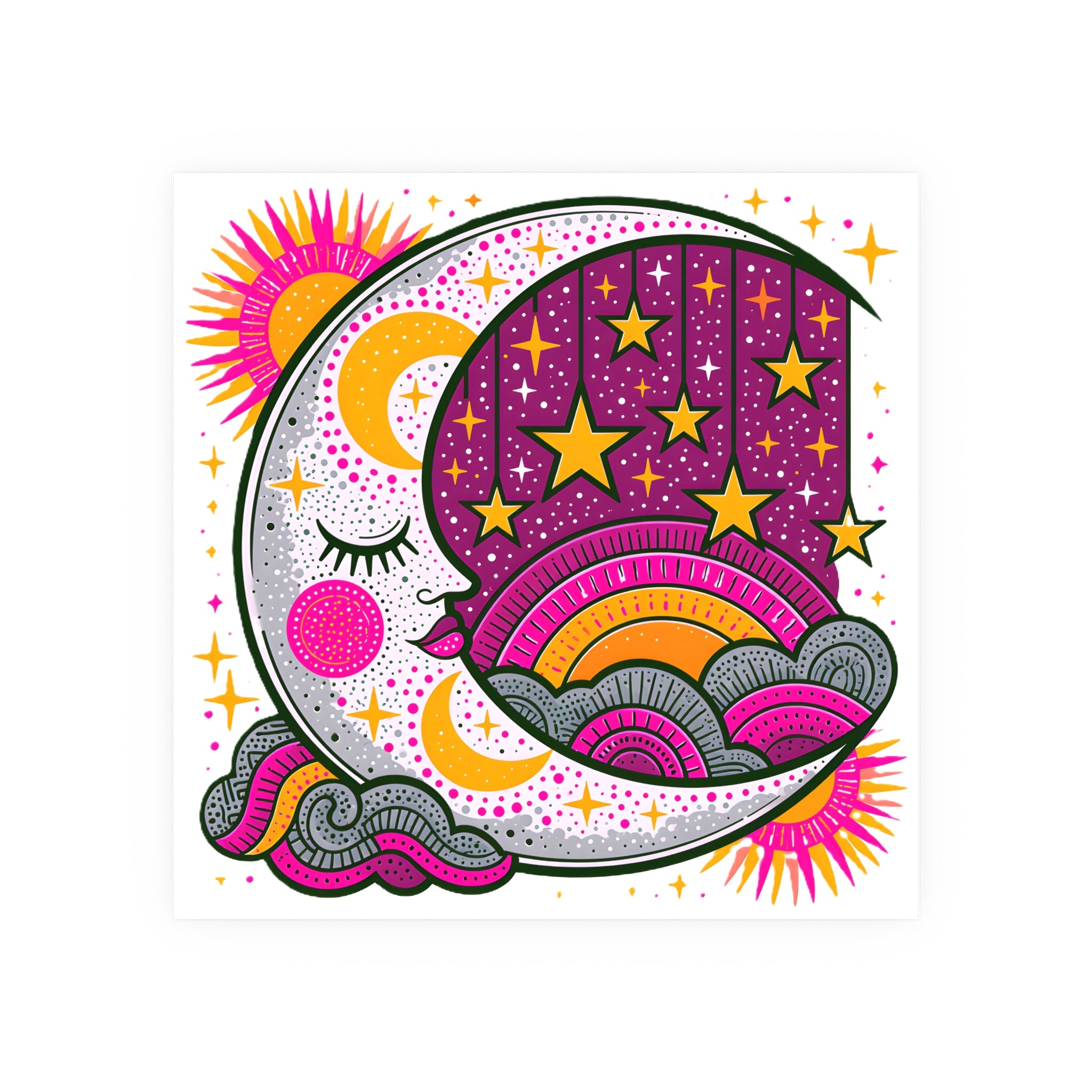 Retro Celestial Moon Stars Poster | Satin & Archival Matte Poster