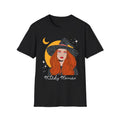 Redheaded Witch Illustration T-Shirt | Crescent Moon, Starry Hat, 'Witchy Woman'