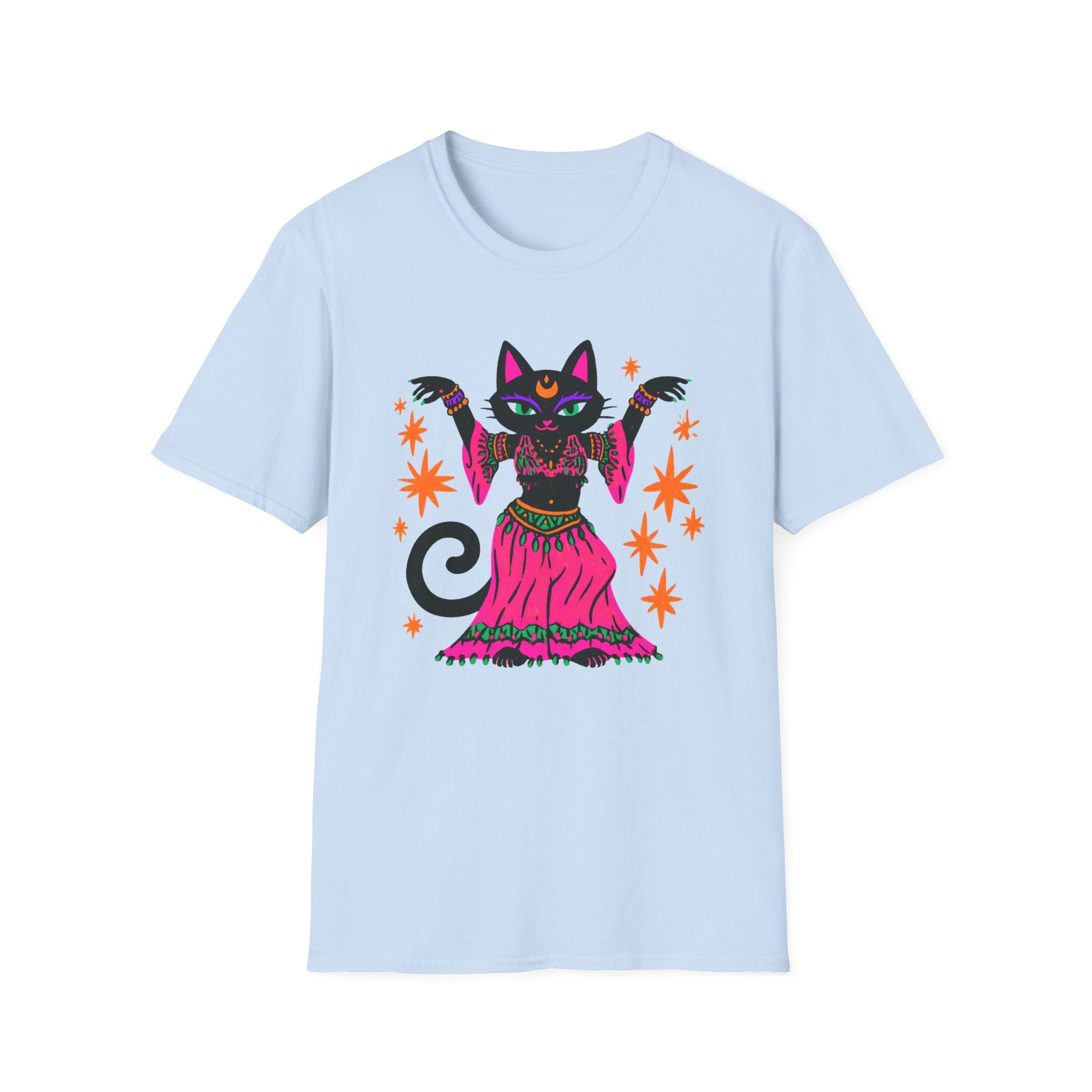 Gypsy Black Cat Mystic Belly Dance T-Shirt | Magical Cat Illustration
