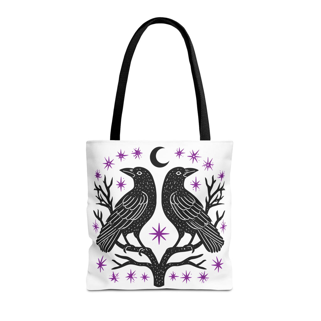 Mystic Raven Moon Tote Bag — Gothic Moon & Stars Canvas Tote Printify