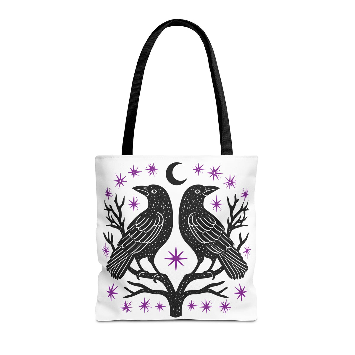 Mystic Raven Moon Tote Bag — Gothic Moon & Stars Canvas Tote Printify
