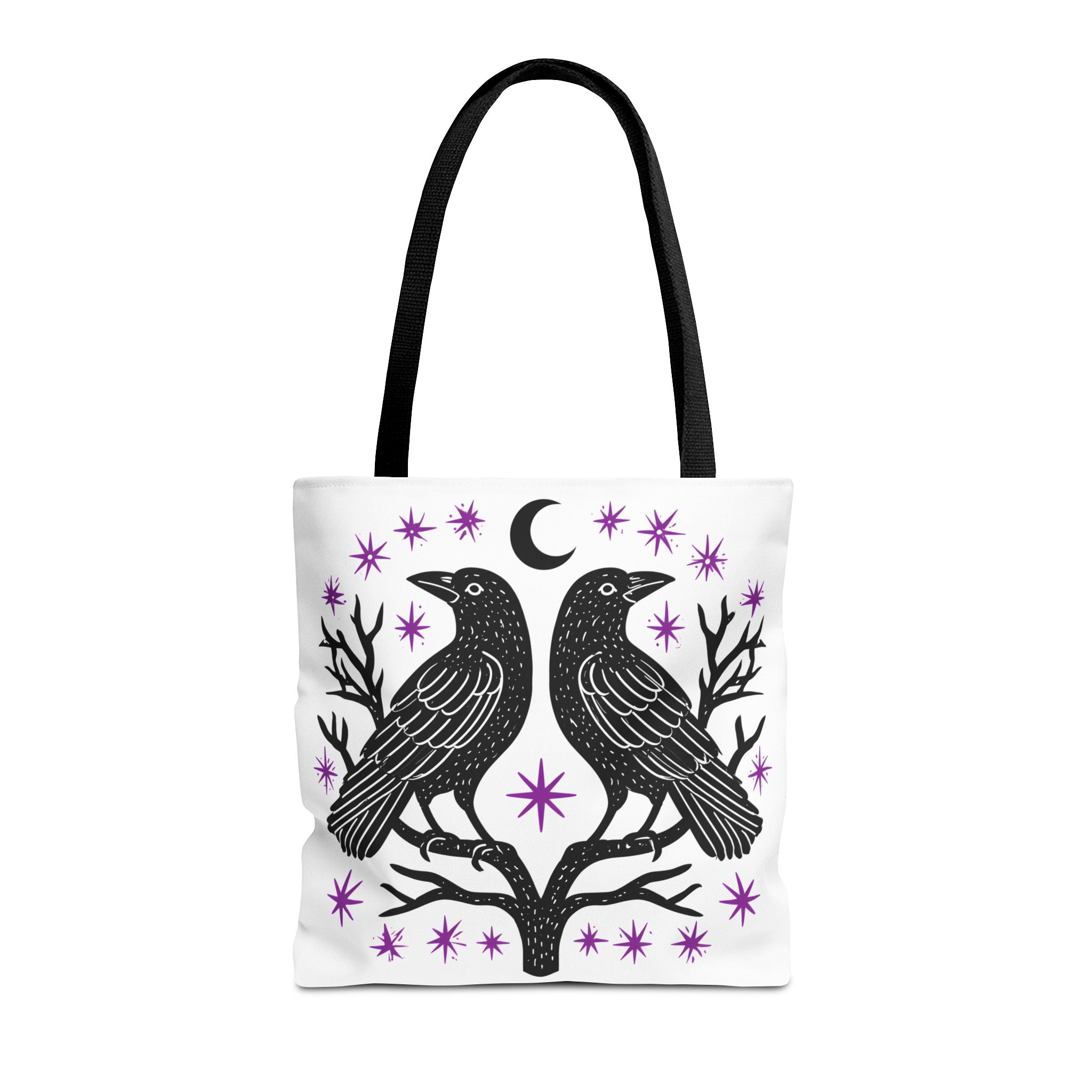 Mystic Raven Moon Tote Bag — Gothic Moon & Stars Canvas Tote Printify