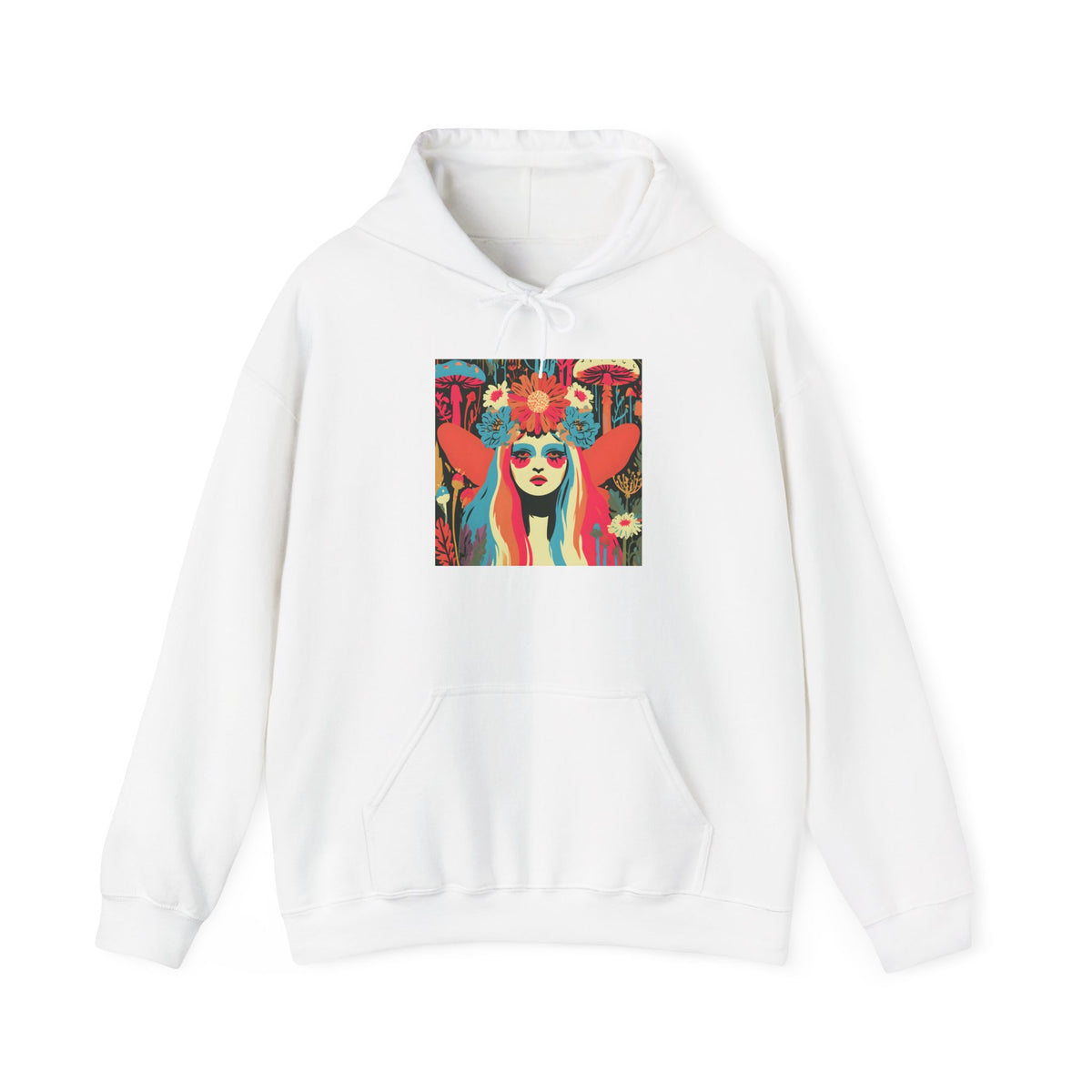 Psychedelic Floral Girl Hoodie — Colorful Boho Art Pullover