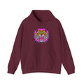 Neon Roaring Tiger Hoodie — Retro Vibrant Tiger Head Graphic