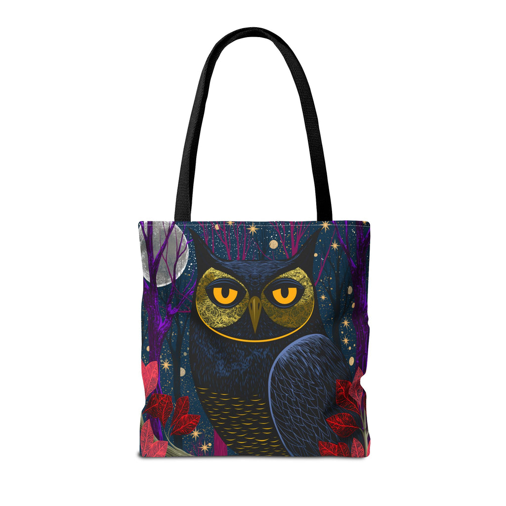 Midnight Owl Tote Bag | Night Forest Illustration, Moonlit Leaves