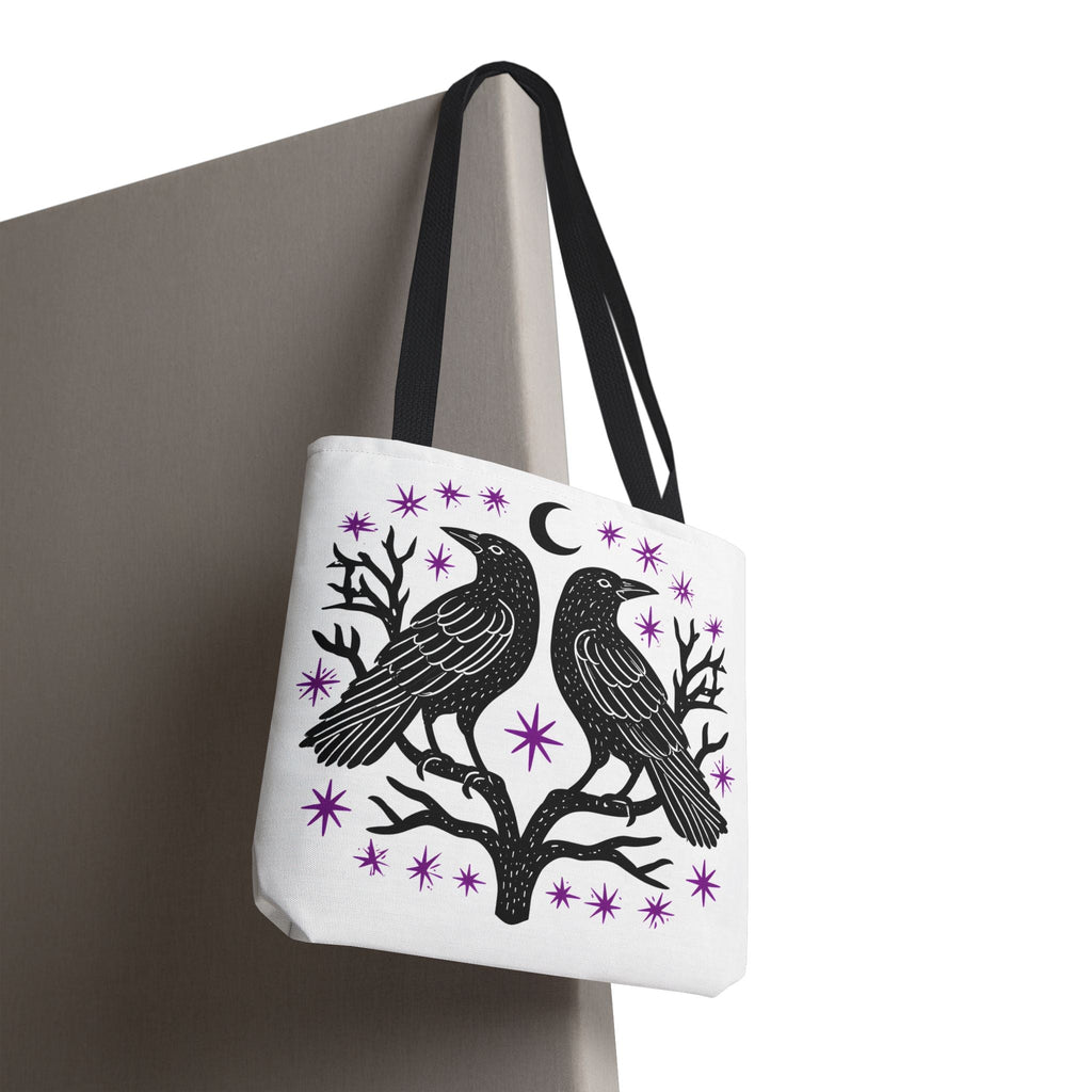 Mystic Raven Moon Tote Bag — Gothic Moon & Stars Canvas Tote Printify