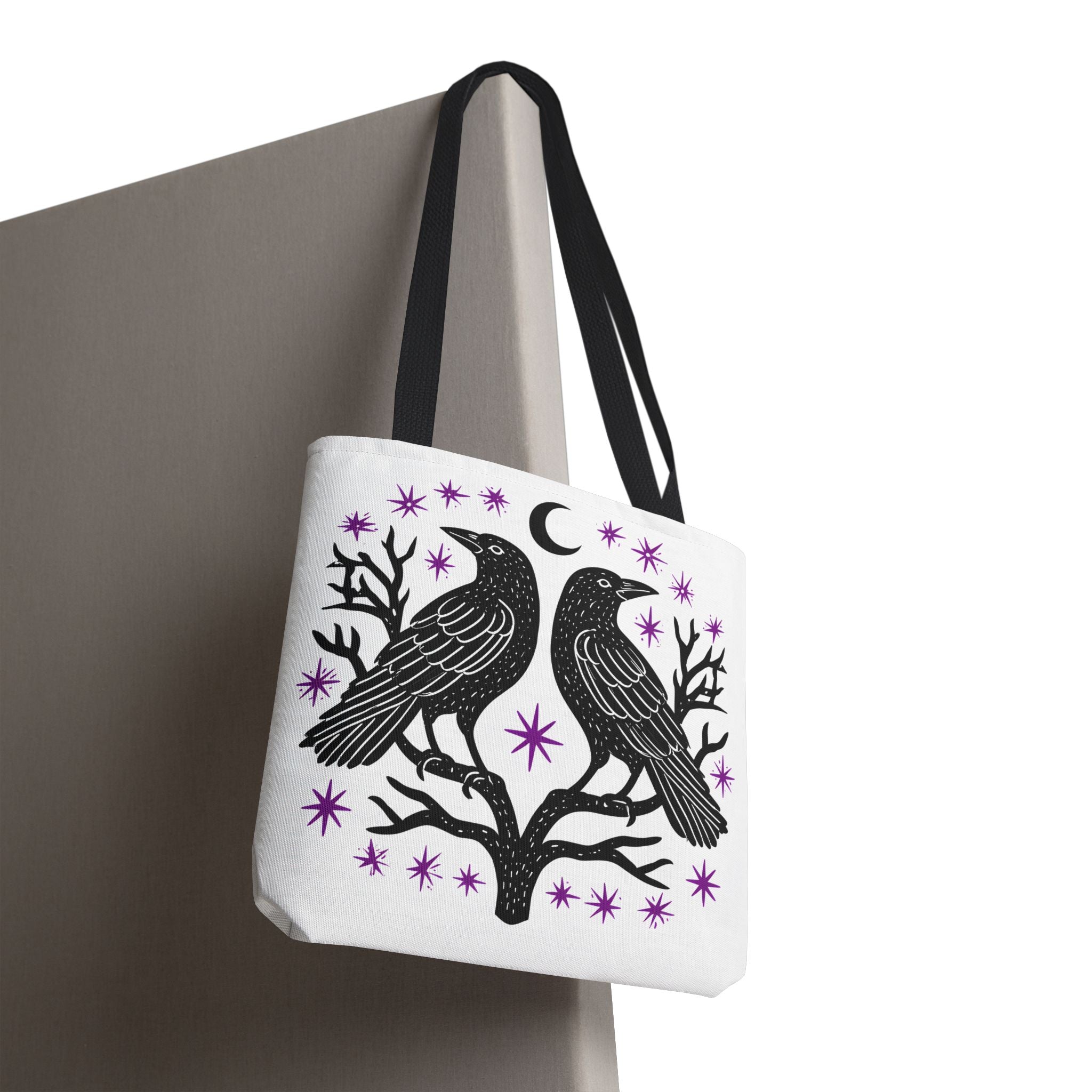 Mystic Raven Moon Tote Bag — Gothic Moon & Stars Canvas Tote Printify