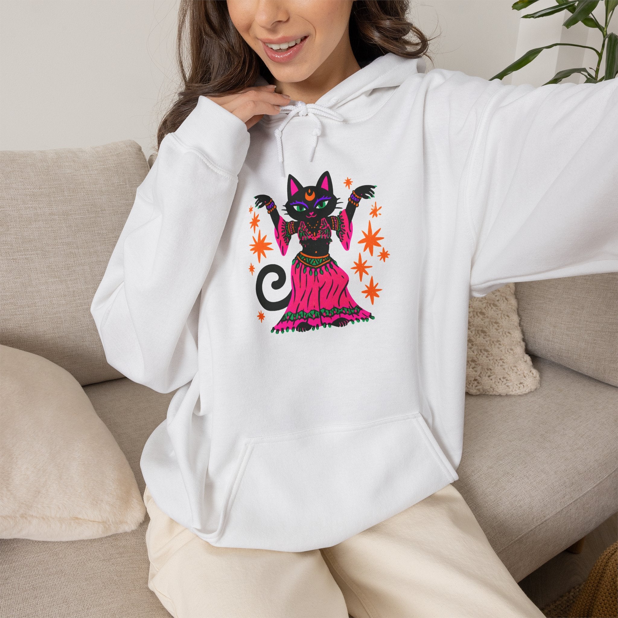 Belly Dance Cat Hoodie — Cute Black Gypsy Cat Pullover