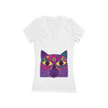 Psychedelic Cat Face Tee | Vivid Purple Cat Graphic Shirt