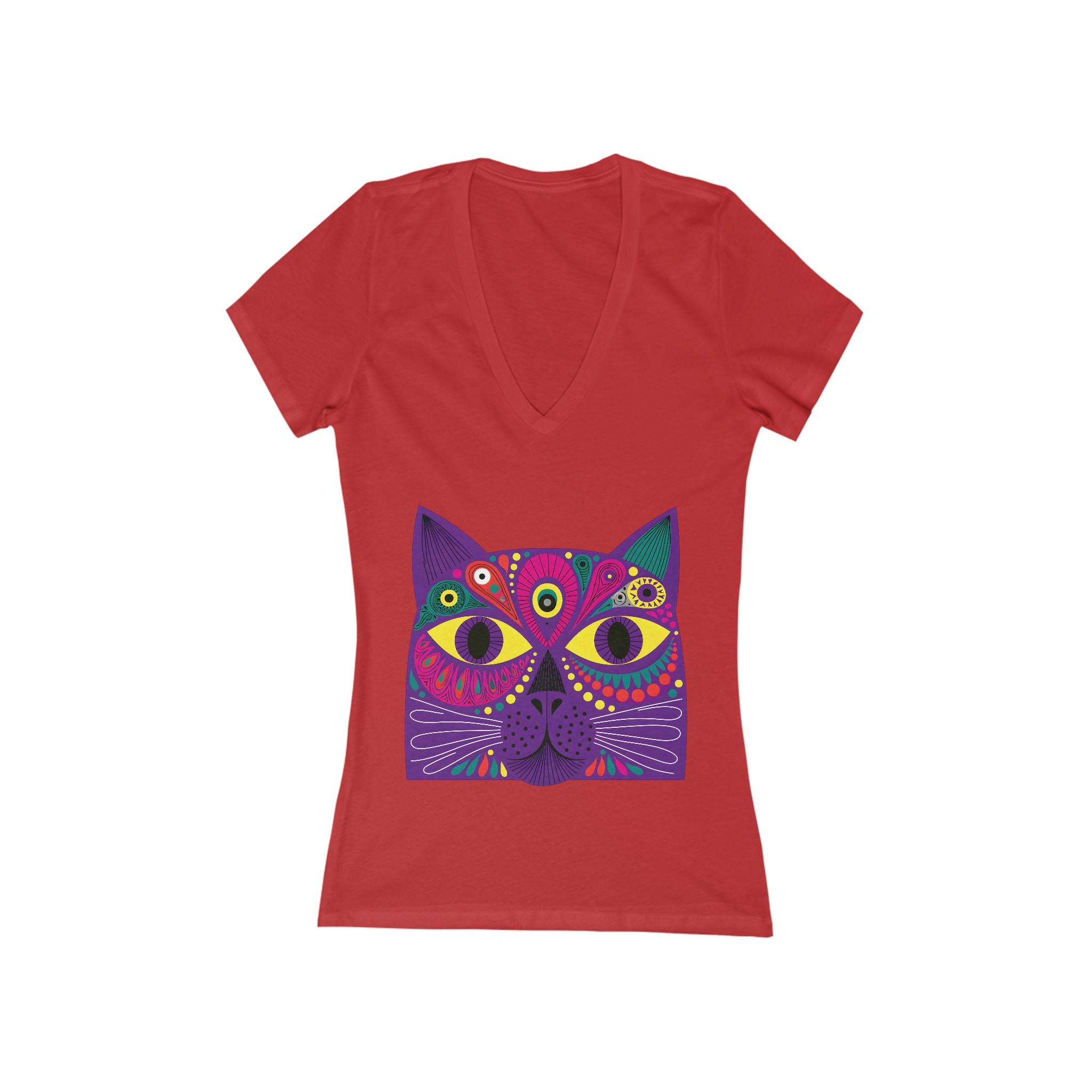 Psychedelic Cat Face Tee | Vivid Purple Cat Graphic Shirt