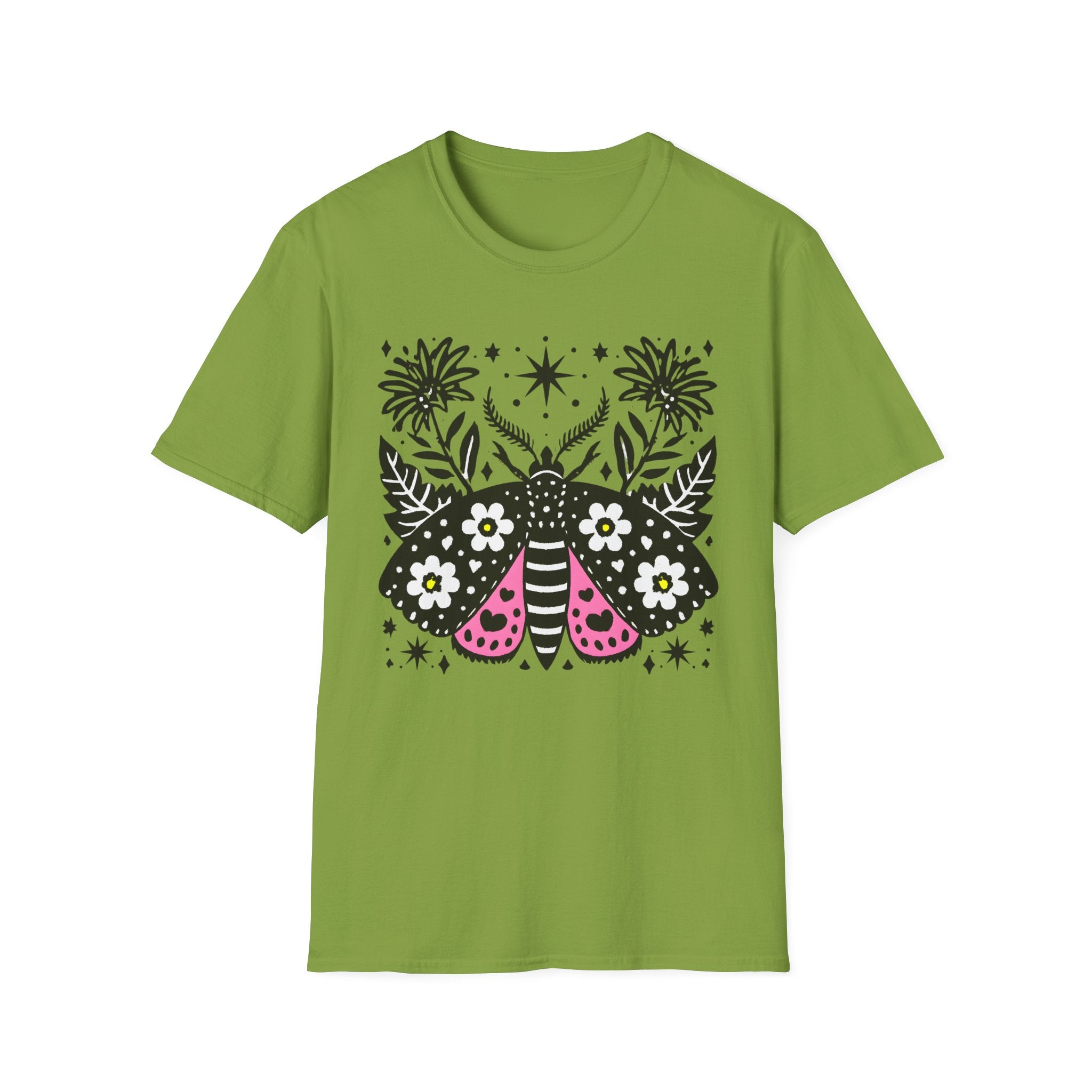 Floral Moth Shirt | Botanical Moth T-Shirt, Night Sky Floral Graphic