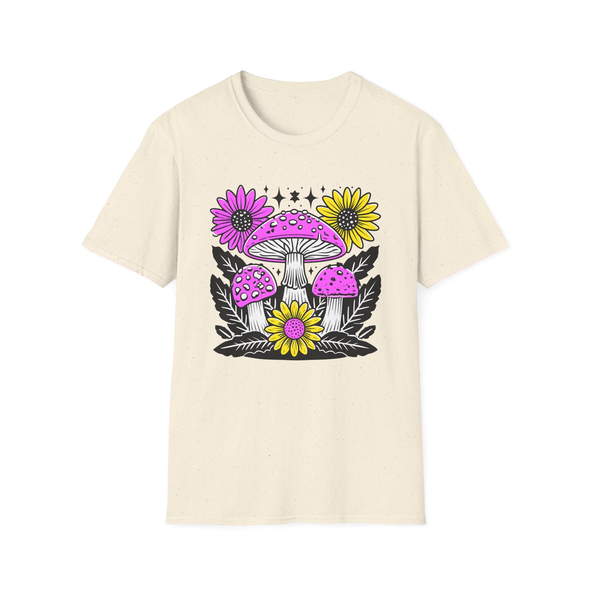 Pink Psychedelic Mushroom T-Shirt | Sunflower Graphic, Retro Mushroom Art