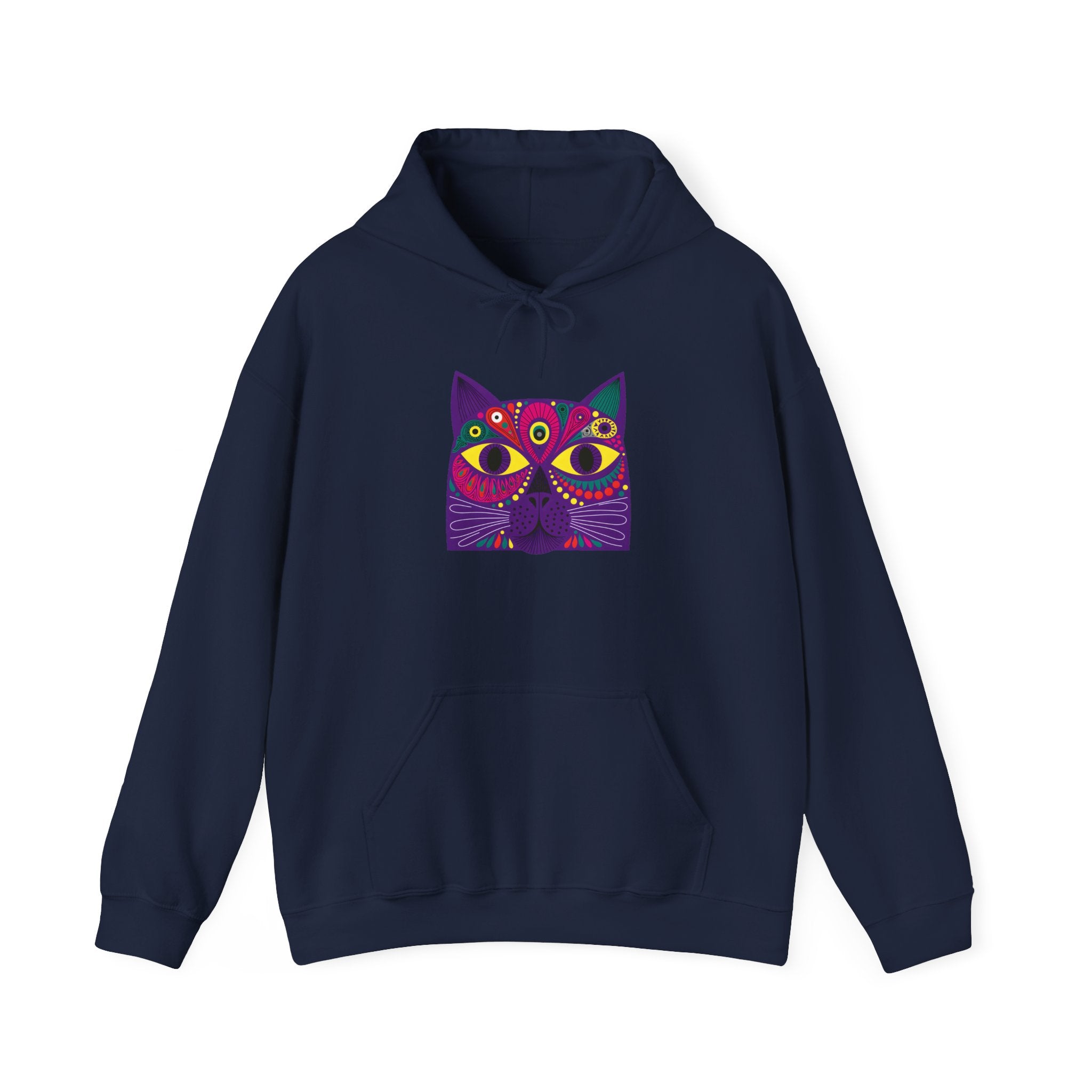 Psychedelic Cat Hoodie - Colorful Third-Eye Cat Graphic Sweatshirt
