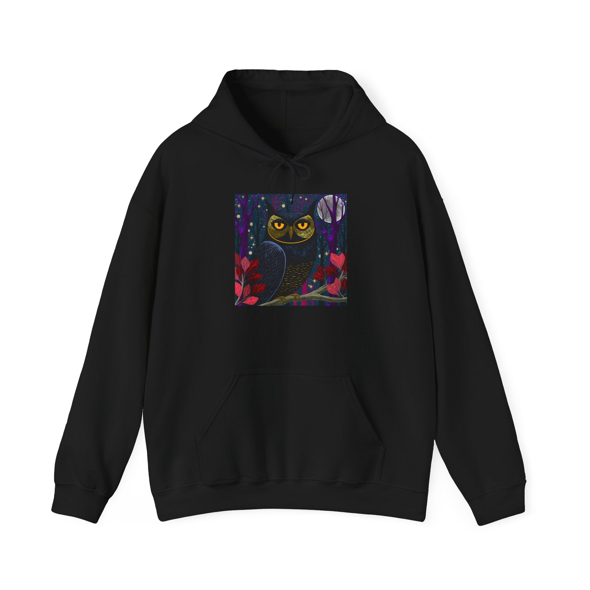 Night Owl Graphic Hoodie — Whimsical Moonlit Owl Sweatshirt