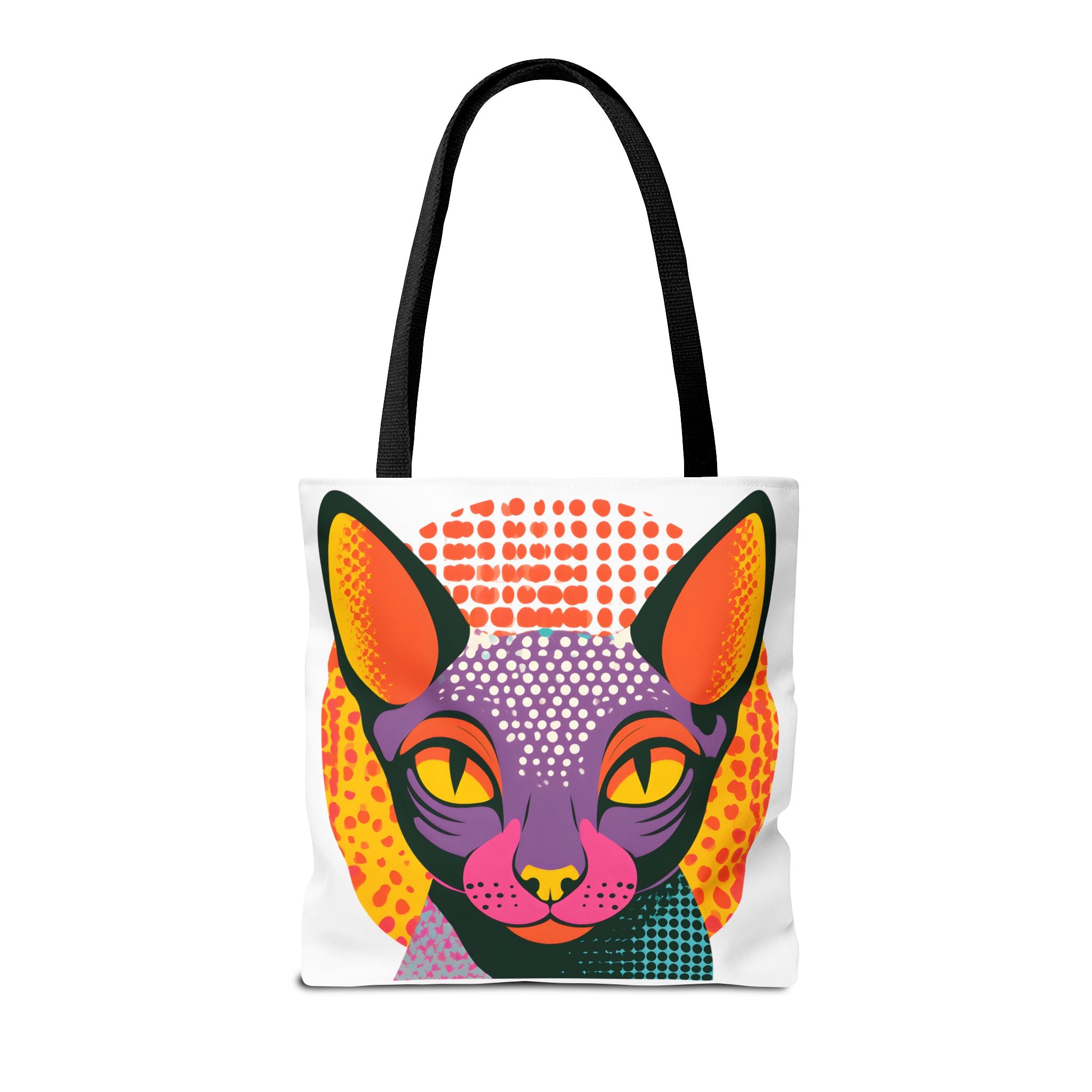 Colorful Pop Art Sphynx Cat Tote Bag | Vibrant Retro Cat Illustration