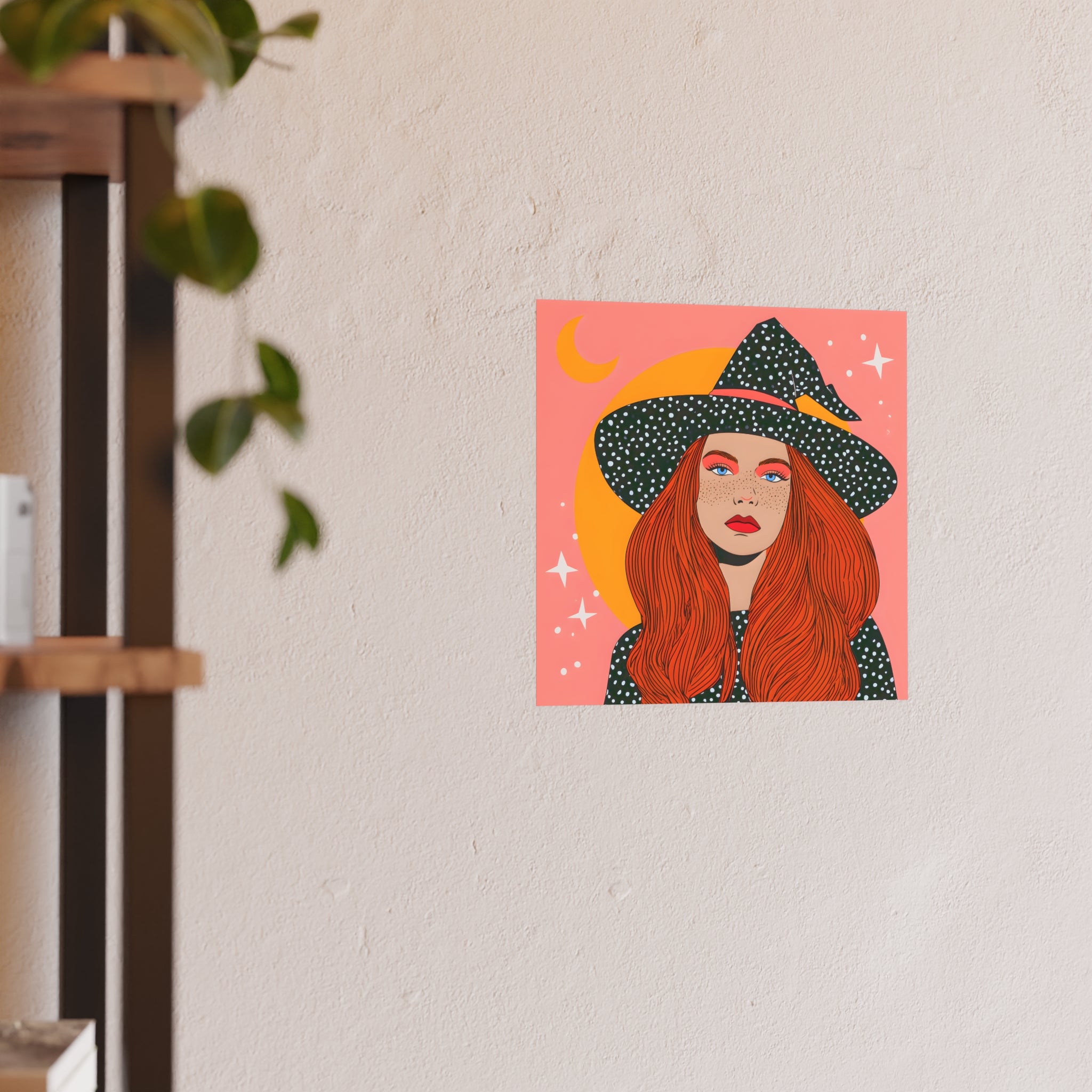 Redhead Witch Illustration Posters | Moon, Stars, Boho Wall Art